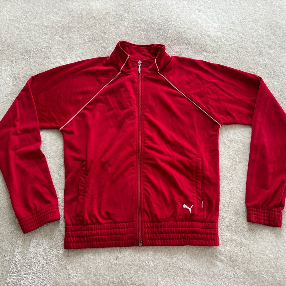 Vintage 90s Red Puma track jacket poly blend small